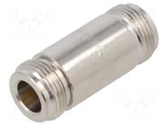 Adapter; N female,both sides; Insulation: PTFE; 50Ω; brass; 11GHz AMPHENOL RF