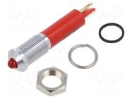 Indicator: LED; prominent; red; Ø6mm; IP67; Q6; brass; ØLED: 3mm; 20mA APEM