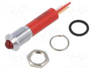 Indicator: LED; prominent; red; Ø8mm; IP67; Q8; brass; ØLED: 5mm; 20mA APEM