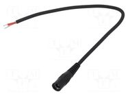 Cable; 1x1mm2; wires,DC 5,5/2,1 socket; straight; black; 0.25m WEST POL