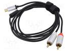 Cable; RCA plug x2,USB C plug; 1.5m; black; 0.08mm2; Cores: 3 TASKER