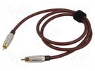 Cable; RCA plug,both sides; 1m; Plating: gold-plated; brown TASKER