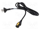 Cable; 3x1mm2; GB 2099 plug,IEC C13 female; PVC; 2m; with locking SCHURTER
