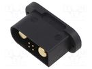 Socket; DC supply; QS; male; PIN: 6(4+2); for panel mounting; black 