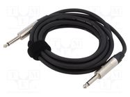 Cable; Jack 6,3mm 2pin plug,both sides; 12m; black; Øcable: 6mm TASKER