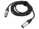 Cable; XLR male 3pin,XLR female 3pin; 3m; black; Øcable: 6mm; PVC TASKER