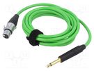Cable; Jack 6,3mm 2pin plug,XLR female 3pin; 3m; green; 0.25mm2 TASKER