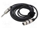 Cable; Jack 6,3mm 2pin plug,XLR female 3pin; 3m; black; 0.25mm2 TASKER