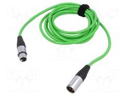 Cable; XLR male 3pin,XLR female 3pin; 3m; green; 0.25mm2; Cores: 2 TASKER