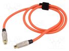 Cable; RCA socket,both sides; 1m; Plating: gold-plated; orange TASKER