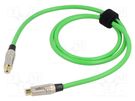 Cable; RCA socket,both sides; 1m; Plating: gold-plated; green TASKER