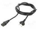 Cable; 3x1mm2; IEC C13 female,SEV-1011 (J) plug; PVC; 2.5m; black Qualtek Electronics