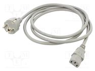 Cable; 3x1mm2; CEE 7/7 (E/F) plug,IEC C13 female; PVC; 1.8m; grey Qualtek Electronics