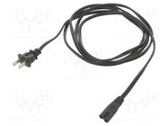 Cable; 2x18AWG; IEC C7 female,NEMA 1-15 (A) plug; PVC; 2.4m; 7A Qualtek Electronics