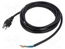 Cable; 3x18AWG; NEMA 5-15 (B) plug,wires; PVC; 3.7m; black; 10A Qualtek Electronics