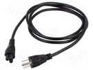 Cable; 3x18AWG; IEC C5 female,NEMA 5-15 (B) plug; PVC; 1.8m; 7A Qualtek Electronics