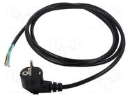 Cable; 3x1mm2; CEE 7/7 (E/F) plug angled,wires; PVC; 2.5m; black Qualtek Electronics