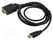 Cable; HDMI 1.4; D-Sub 15pin HD plug,HDMI plug; 1.8m; black SAVIO