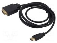 Cable; D-Sub 15pin HD plug,HDMI plug; 1.8m; black; HDMI 1.4 SAVIO