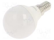 LED lamp; warm white; E14; 230VAC; 470lm; 4.7W; 180°; 3000K TOSHIBA LED LIGHTING