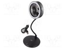 USB light; black; DC; with fan; Features: inductance charger; 1.5m GEMBIRD