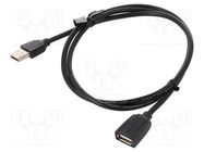 Cable; USB 2.0; USB A socket,USB A plug; nickel plated; 1m; black VENTION