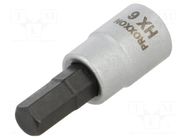 Socket; hex key,socket spanner; HEX 6mm; 1/4" PROXXON