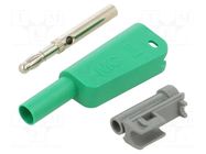 Connector: 4mm banana; 19A; 1kV; green; 1mm2; nickel plated STÄUBLI