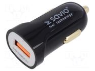 USB power supply; USB A socket; Uin: 12÷24V; black SAVIO
