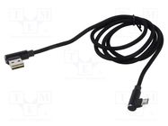 Cable; USB 2.0; 1m; black; 480Mbps; textile; Standard: Quick Charge SAVIO