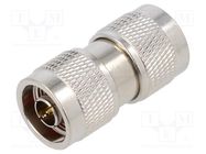 Adapter; N male,both sides; Insulation: PTFE; 50Ω; brass; 11GHz AMPHENOL RF