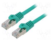 Patch cord; S/FTP; 6a; solid; Cu; LSZH; green; 15m; 27AWG; Cablexpert GEMBIRD