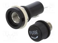 Fuse holder with cover; cylindrical fuses; 6.3x32mm; 10A; black EATON/BUSSMANN