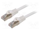 Patch cord; S/FTP; 6a; solid; Cu; LSZH; white; 15m; 27AWG; Cablexpert GEMBIRD