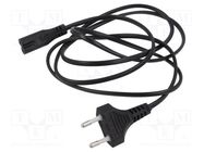 Cable; 2x0.5mm2; CEE 7/16 (C) plug,IEC C7 female; PVC; 1.5m; 2.5A TASKER