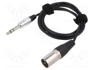 Cable; Jack 6,3mm 3pin plug,XLR male 3pin; 1.5m; black; 0.08mm2 TASKER