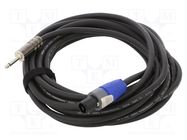 Cable; Jack 6,3mm 2pin plug,SpeakON female 2pin; 9m; black TASKER