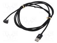 Cable; USB 2.0; USB C plug,USB C angled plug; 2m; black; 480Mbps LOGILINK