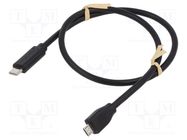 Cable; USB 2.0; USB B micro plug,USB C plug; 0.5m; black; 480Mbps LOGILINK