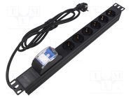 Plug socket strip: supply; Sockets: 6; 230VAC; 16A; black; 2m; IP20 LOGILINK