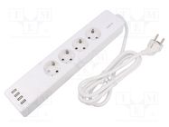 Plug socket strip: protective; Sockets: 4; 230VAC; 10A; white; IP20 LOGILINK