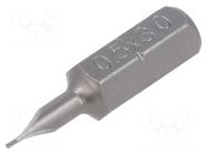 Screwdriver bit; slot; 3x0.5mm; 1/4"; Overall len: 25mm FELO