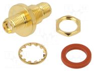 Adapter; SMA female,both sides; Insulation: PTFE; 50Ω; brass AMPHENOL RF