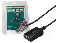 Repeater USB; USB 2.0; USB A socket,USB A plug; 5m; black DIGITUS