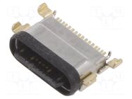 Connector: USB C; socket; SMT; PIN: 16; horizontal; USB 2.0; IP67; 5A GCT