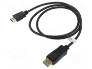 Cable; DisplayPort plug,HDMI plug; 1m; black Goobay