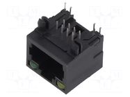 Connector: RJ45; socket; PIN: 8; with LED; 8p8c; on PCBs,PCB snap ADAM TECH