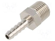 Threaded fitting; connector pipe; nickel plated brass; 6mm PNEUMAT