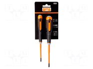 Kit: screwdrivers; insulated; PlusMinus PZ-type; ERGO®; tag; 2pcs. BAHCO