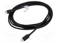 Cable; USB 2.0; USB C plug,both sides; nickel plated; 3m; black DIGITUS